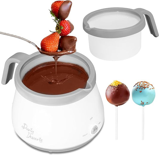 Candy and Chocolate Melting Pot, Mini Electric Fondue Pot, Melts Candy Chocolate in a Couple of Minutes, Ideal for Cake Pops Cookies Cakes, 1 Cups, Single Pot, Gray