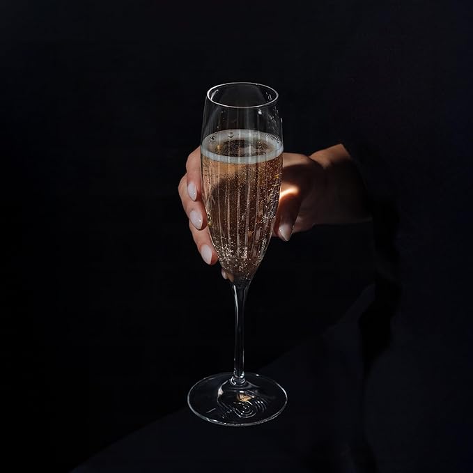 Zelda Collection Wedding Champagne Flutes | Elegant Design for Weddings, Anniversaries & Celebrations | Exquisite Craftsmanship | Perfect for Home & Bar | Set of 2 | 5.7-Ounce Capacity