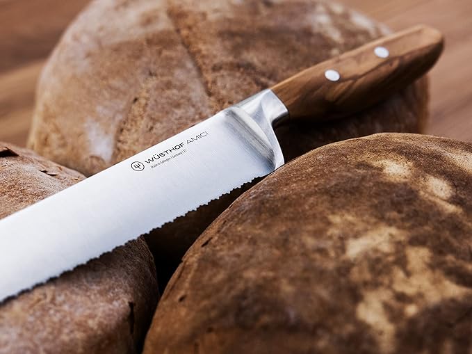 Wüsthof AMICI 9" Double Serrated Bread Knife, Tan