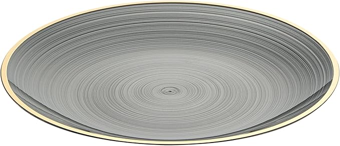 Restaurantware Plastic Plates 100 Pcs 7.25" Gold Rimmed Disposable Plates Heavy-Duty Black Translucent Rippled Plastic Dinner Servers for Party, Weddings, Salads, Desserts, and Appetizers