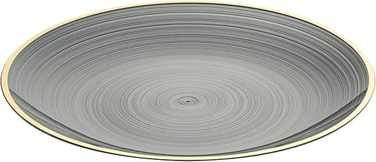 Restaurantware Plastic Plates 100 Pcs 7.25" Gold Rimmed Disposable Plates Heavy-Duty Black Translucent Rippled Plastic Dinner Servers for Party, Weddings, Salads, Desserts, and Appetizers