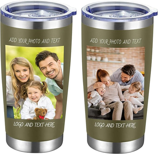 24 Pack Personalized Stainless Steel Tumbler,20oz Custom Water Bottle,Insulated Tumblers with Lids and Straws, Customizable Logo Pictureto, Engraved Termos