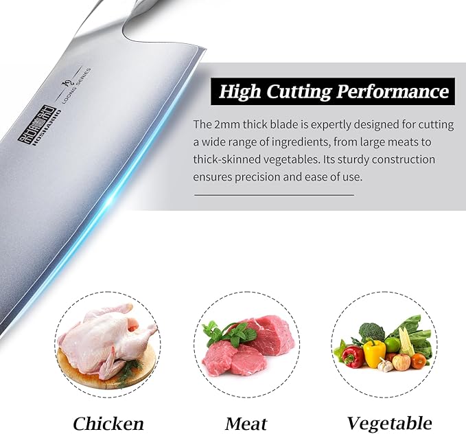Cleaver Knife 7 Inch, Ultra Sharp Japanese High Carbon Steel Vegetable Meat Cleaver, Multifunction Chopper Butcher Knife for Home Kitchen and Restaurant