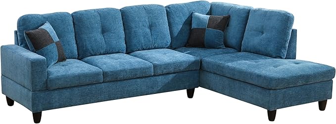 NicBex L Shaped Couch Sectional Couches for Living Room 2 Pieces Modern Sectional Sofa with Right Chaise Sectional Couch with Solid Frame for Living Room, Flannel, Blue