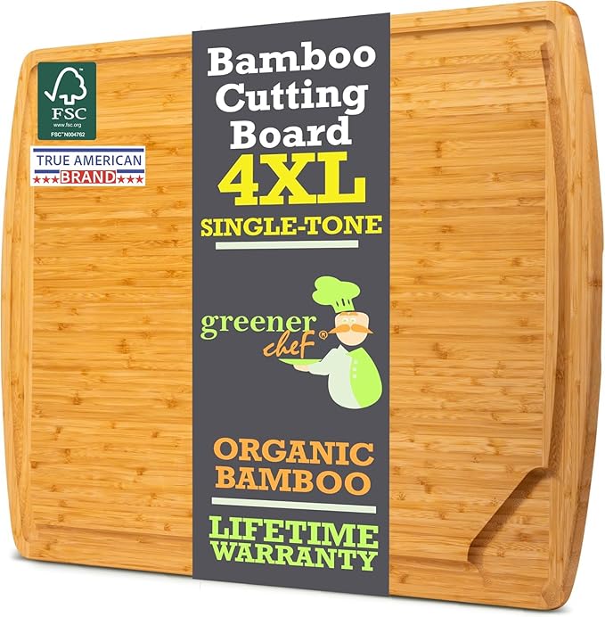 4XL Bamboo Butcher Block Cutting Board - Extra Large Cutting Boards for Kitchen 36 x 24 - Wood Countertop 24 x 36 Cutting Board - Single Tone