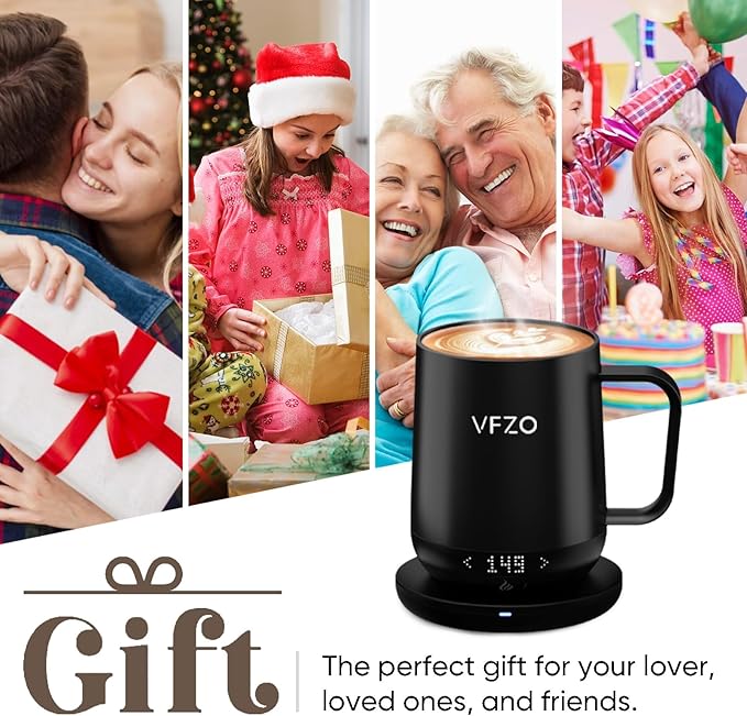 Smart Mug,Self Heating,Temperature-Controlled, Self-Heating Coffee Mug.LED Real-time Temperature Display. 180 Minutes Maximum Battery Life.Smart Coffee Cup(12oz, Burgundy)