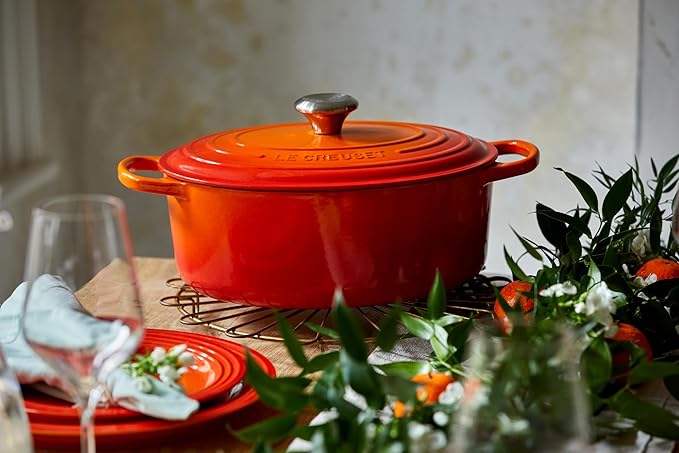 Le Creuset Enameled Cast Iron Signature Oval Dutch Oven, 9.5 qt., Flame