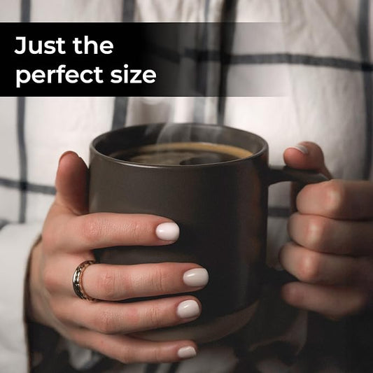 MIAMIO – Coffee Mugs Set of 4 / Ceramic Cups for Coffee (17.5 oz), Cappuccino, Latte Macchiato, Tea, Espresso/Dishwasher and Microwave Safe – Sierra Collection (Dark, Mugs (4x))