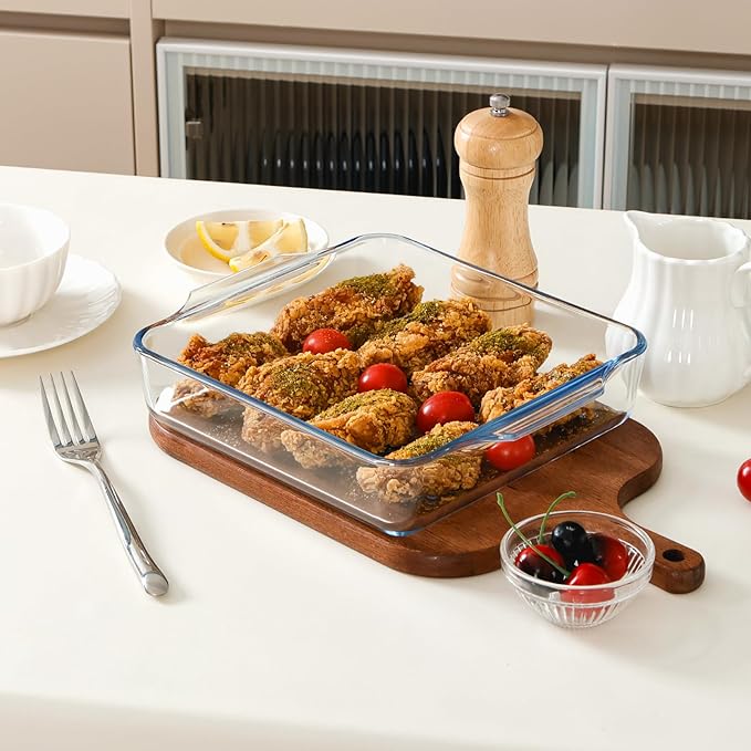 NUTRIUPS 7.5x7.5in Glass Baking Dish for Oven 2-pack, 42oz Square Cake Pans Glass Casserole Dishes for Oven