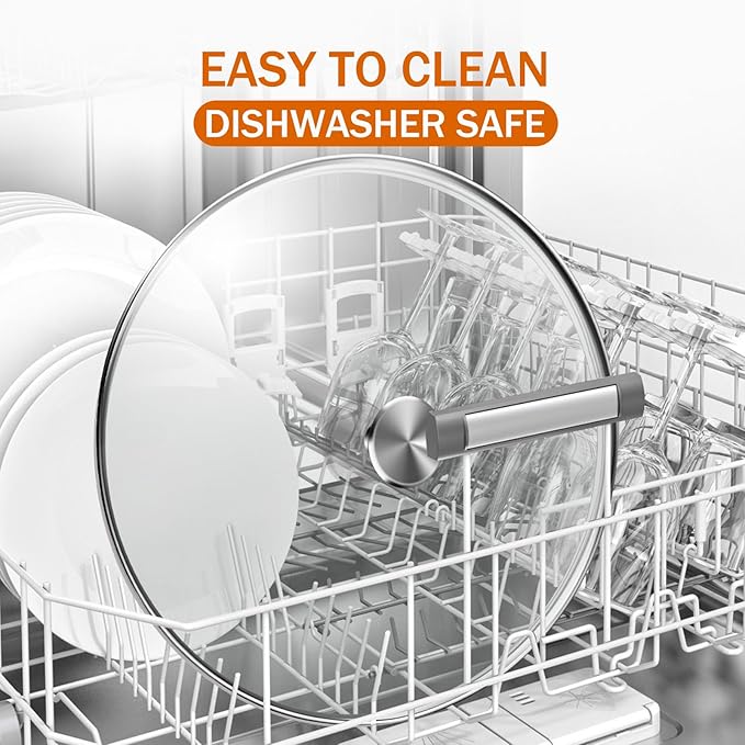 8 inch Tempered Glass Lid with Stainless nSteel Handle, Versatile Round Replacement Lid for 8 inch Skillets, Pots and Pans - Dishwasher Safe