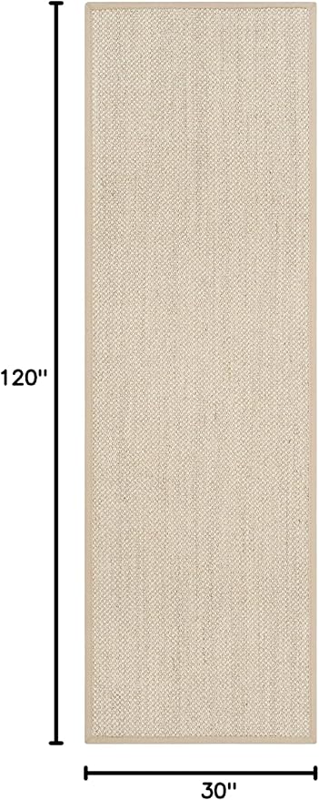 SAFAVIEH Natural Fiber Collection Runner Rug - 2'6" x 10', Marble & Linen Color, Sisal, Woven Design with Border (NF143B)