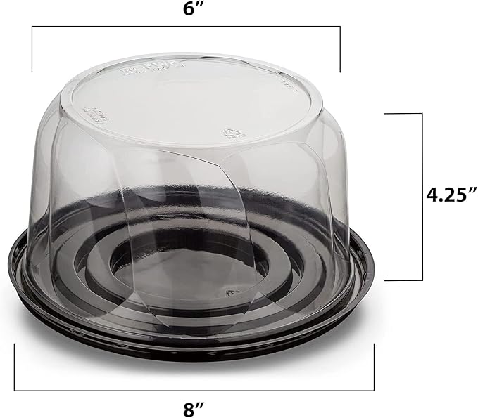 MT Products PET Plastic Round Cake Containers 6" - Plastic Bakery Boxes with Clear Lid (Pack of 100) - Made in the USA