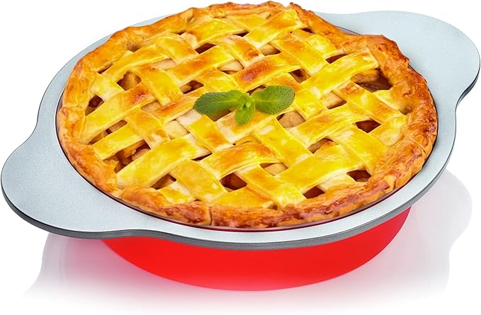 Boxiki Kitchen 9 Inch Non-Stick Silicone Round Cake Pan with Steel Frame Handles - Perfect for Baking Delicious Round Cakes