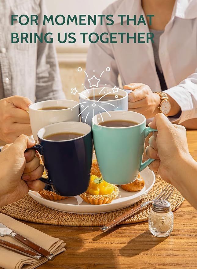 Sweese Porcelain Coffee Mugs - 16 Ounce (Top to the Rim) for Coffee, Latte, Tea, Cocoa, Set of 4, Navy