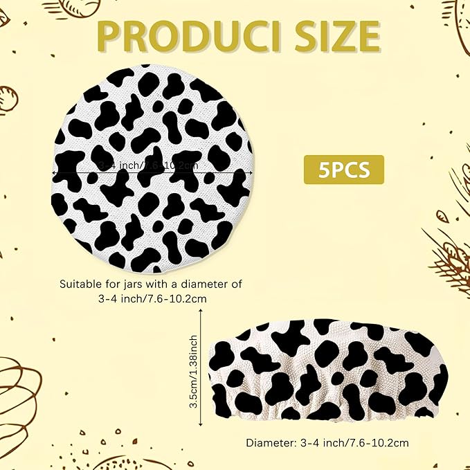 Cow Skin Sourdough Starter Jar Covers Reusable,Breathable Fabric Lids for Mason Jars,Wide Mouth and Regular Mouth(5 Pack)