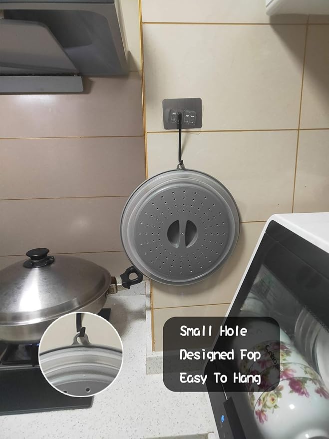 WENWELL Microwave Splatter Cover for Food,Micowave Cooking Splash Guard,Kitchen dish bowl Plate Proof lid,Dishwasher-Safe,BPA-Free Silicone & Plastic,10.5 Inchs 2 pcs