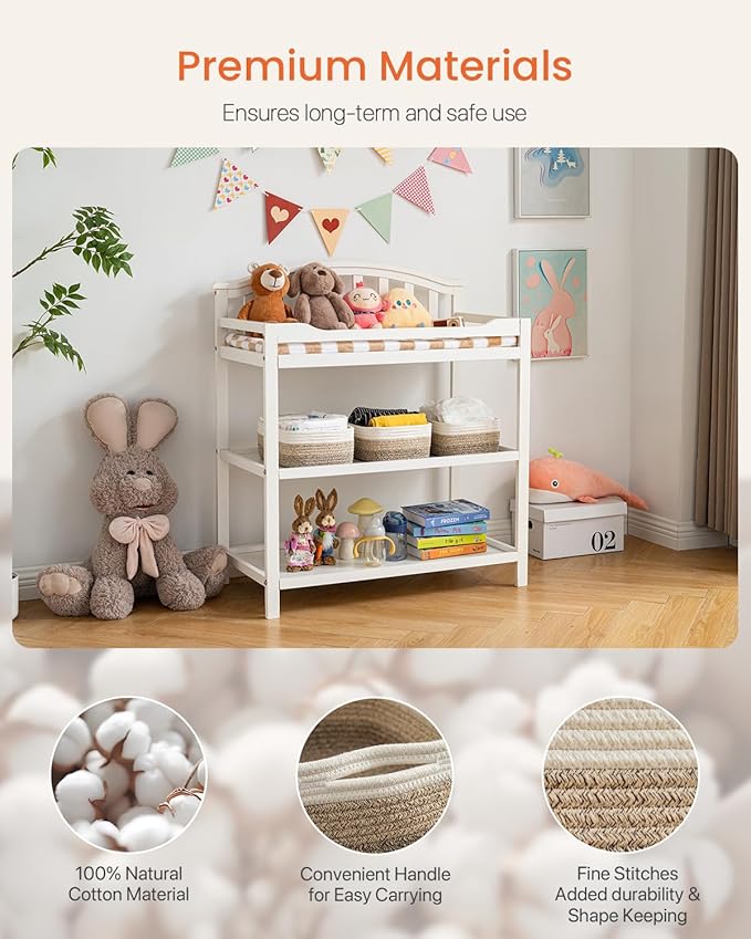 Small Woven Basket, 12 x 8 x 4.5 Inches, Storage Basket for Organizing, Cute Small Rope Shelf Closet Cube Storage Bins Baskets for Shelves, Dog Toy Gift Baskets Empty, 3 Pack Gradient Brown