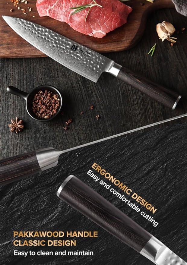 XINZUO 8 Inch Damascus Chef Knife,67 Layers Damascus Steel Kitchen Knife,Sharp Professional Japenese Chef Knife with Gift Box, Dark Brown Pakkawood Handle