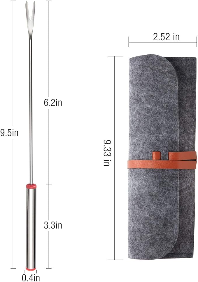 24 Pcs 9.5 Inch Fondue Forks with Heat Resistant Handle Stainless Steel Fondue Sticks for Cheese Pot Chocolate Roast Marshmallows Meat