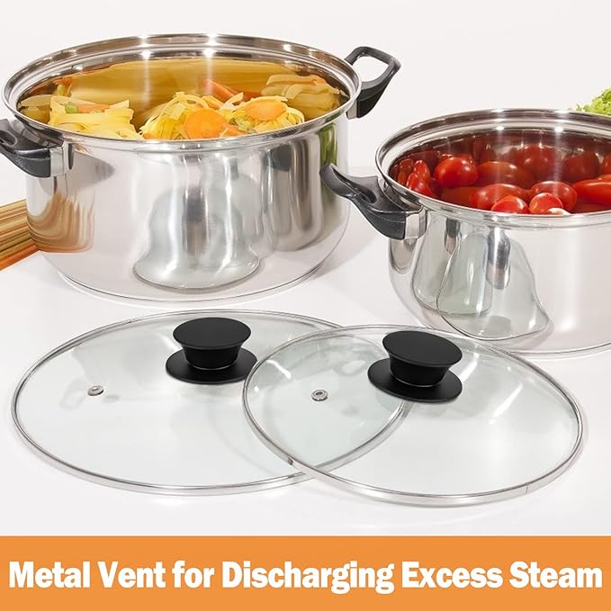 Wadaza Pan Lid 9.5 Inch - Tempered Glass Pot Lid - Oven Safe Replacement Glass Lid for Frying Pan Wok Pot Skillet