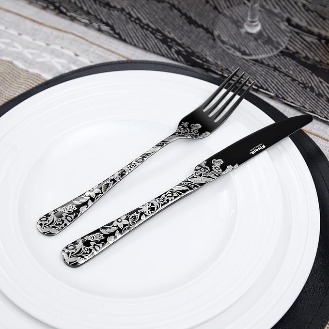 Black Cutlery Set - 20 pcs