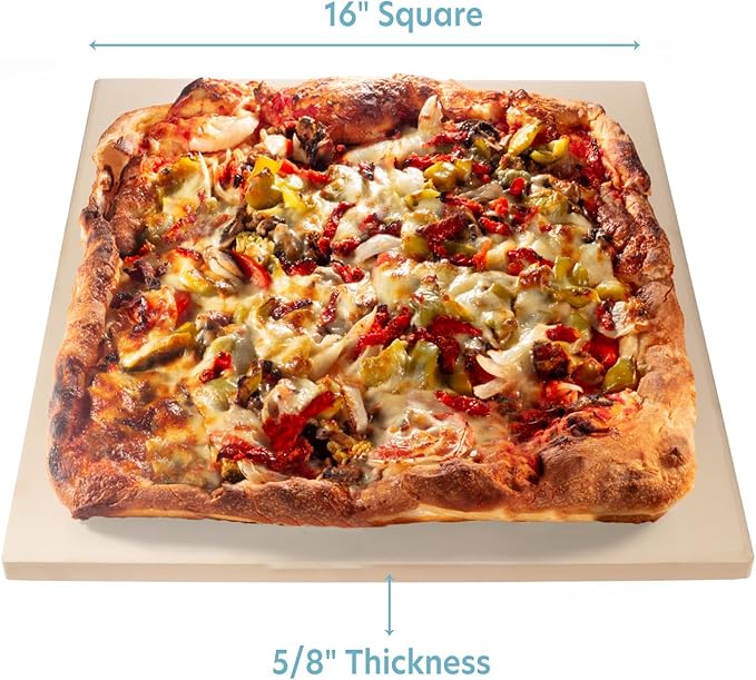 CucinaPro Pizza Stone for Oven, Grill BBQ- Extra Thick 5/8" Cordierite Rectangular Baking Stone for Better Holiday Cooking- 16" x 14" Pan- Holds High Temp For Crispy Crust- Kitchen Essential Xmas Gift