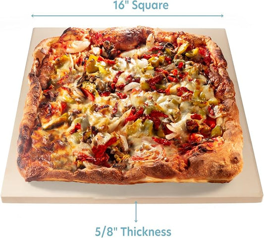CucinaPro Pizza Stone for Oven, Grill BBQ- Extra Thick 5/8" Cordierite Rectangular Baking Stone for Better Holiday Cooking- 16" x 14" Pan- Holds High Temp For Crispy Crust- Kitchen Essential Xmas Gift