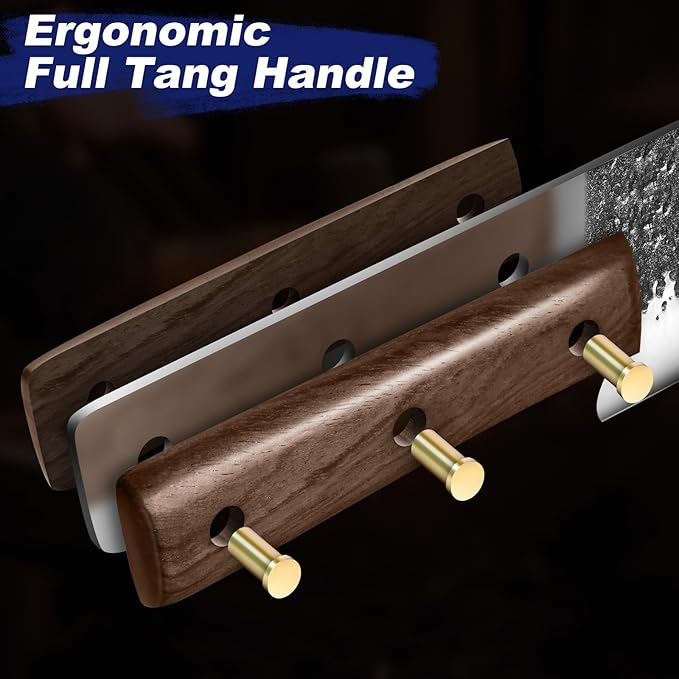 Butcher Knife Set,4 PCS Heavy Duty Hand Forged Serbian Chef Knife Meat Cleaver Boning Viking Knife Set-Full Tang High Carbon Steel for Home Cooking Outdoor BBQ Camping Gift Idea