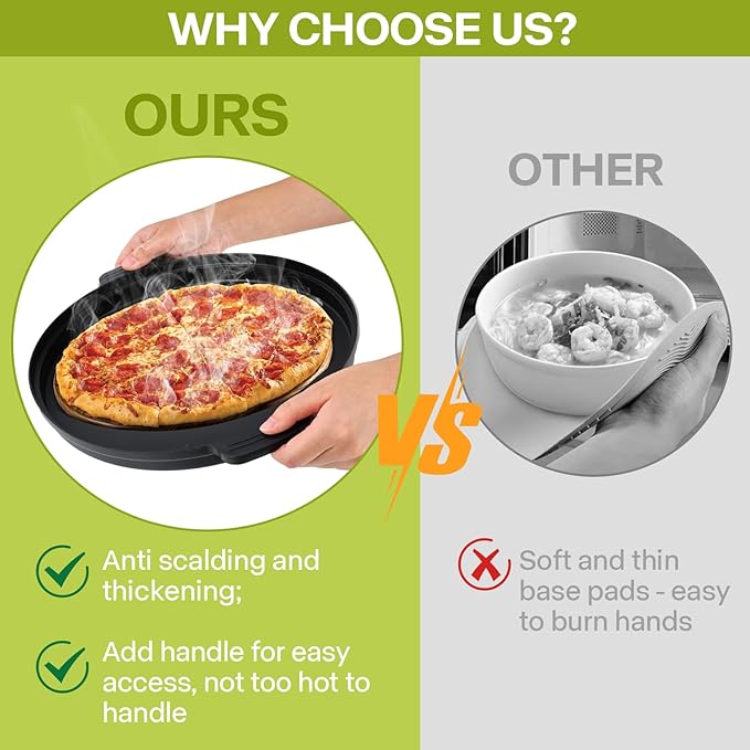 Microwave Food Splatter Cover & Anti-scald Base Mat,Large Plastic & Silicone Vented Avoid Scalding Collapsible Guard Lid, Plate Holder & Kitchen Colander for Meal Prep-10.7 Inch (2 Pcs BRed)