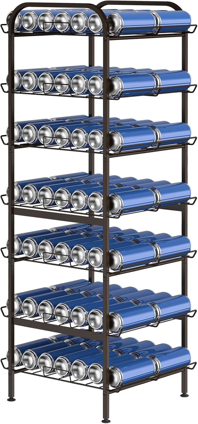 smusei Water Bottle Organizer 7 Tier Free Standing Vertical Metal Water Bottle Rack Shelf Adjustable Water Bottle Beverage Drink Stand Holder for Kitchen Pantry Food Storage, Bronze