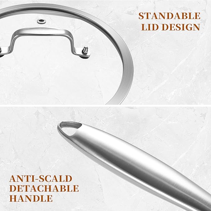 LOLYKITCH Whole Body Tri-Ply Stainless Steel 5.5 QT Sauté Pan with Lid,12 Inch Deep Frying Pan,Jumbo Cooker,Dishwasher and Oven Safe,Detachable Handle.