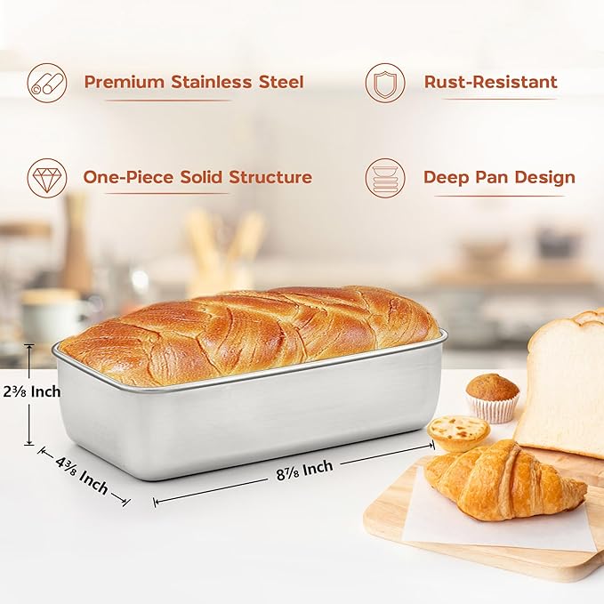 Onader Bread Loaf Pans Set of 12, 9x5 Inch Stainless Steel Deep Meatloaf Pan for Baking