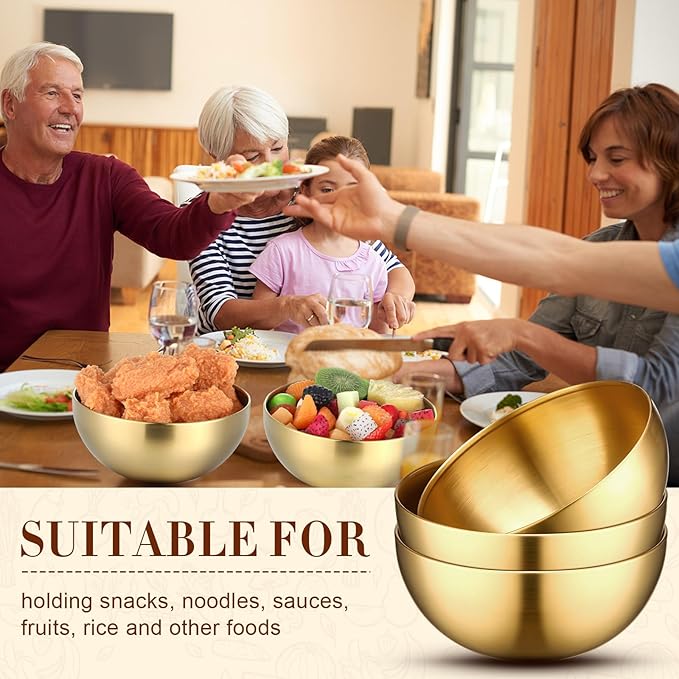 Nuogo 10 Pcs Stainless Steel Mixing Bowls Decorative Esthetician Bowls for Thanksgiving Christmas First Holy Communion Wedding Baking Prepping Serving Facial Salad Fruit Candy(9.8 Inch,Gold)