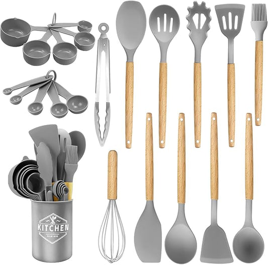 22 Pcs Silicone Kitchen Cooking Utensils Set, 446°F Heat Resistant Non-Stick Silicone Spatula Sets,Spoon,Kitchen Utensil Gadgets Tools Set Kitchen Gadgets for Cookware,Dishwasher Safe BPA Free