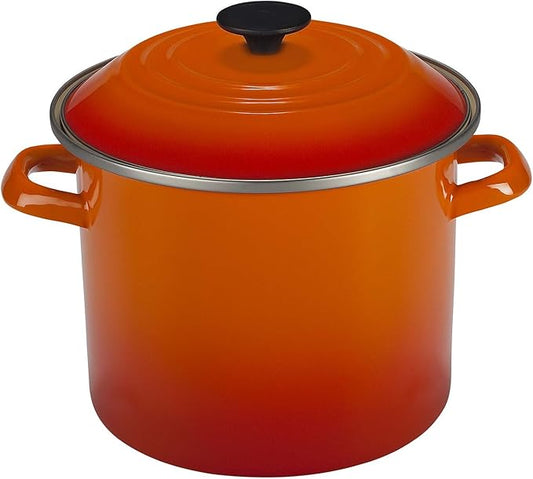 Le Creuset 5-Piece Oven & Stovetop Cookware Bundle - 4.5QT Round Dutch Oven, 8QT Covered Stockpot, 10" Toughened Nonstick Pro Fry Pan - Flame