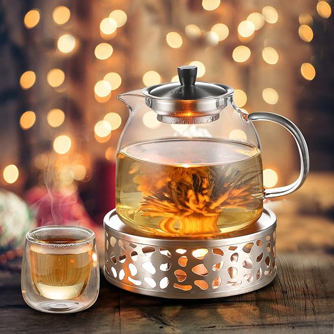 Stainless Steel Teapot Warmer, Metal Teapot Heater with Tealight Holder Stainless Steel Candle Base Coffee Tea Warmer for Glass, Steel, Ceramic Teapot and Other Heatproof Dish