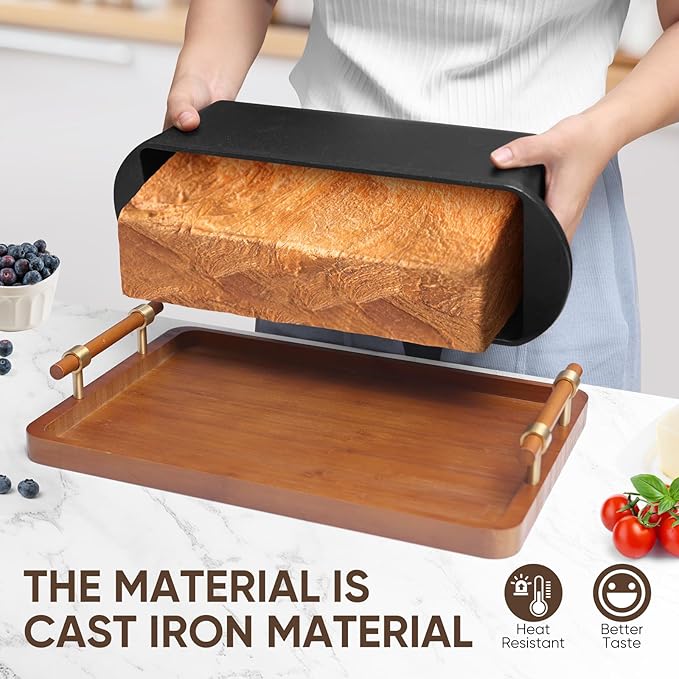 2 Pack Cast Iron Bread Pan with Lid 13x5 Inch, Nonstick Popover Pan for Sourdough and Homemade Bread, Mini Loaf Pans with Lids, Pullman Loaf Pan for Sandwich Bread, Nonstick Baking Bread Pans