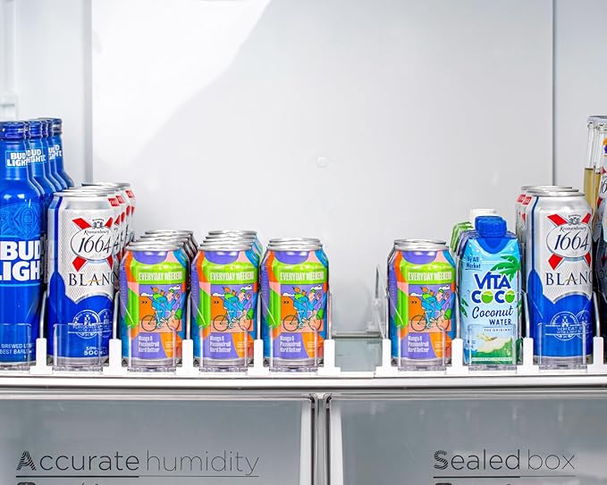 RULA Drink Organizer for Fridge, Self-Pushing Soda Can Dispenser for Refrigerator, Width Adjustable Beverage Pusher Glide - Holds up to 25 Cans (15" D, 5 Rows)