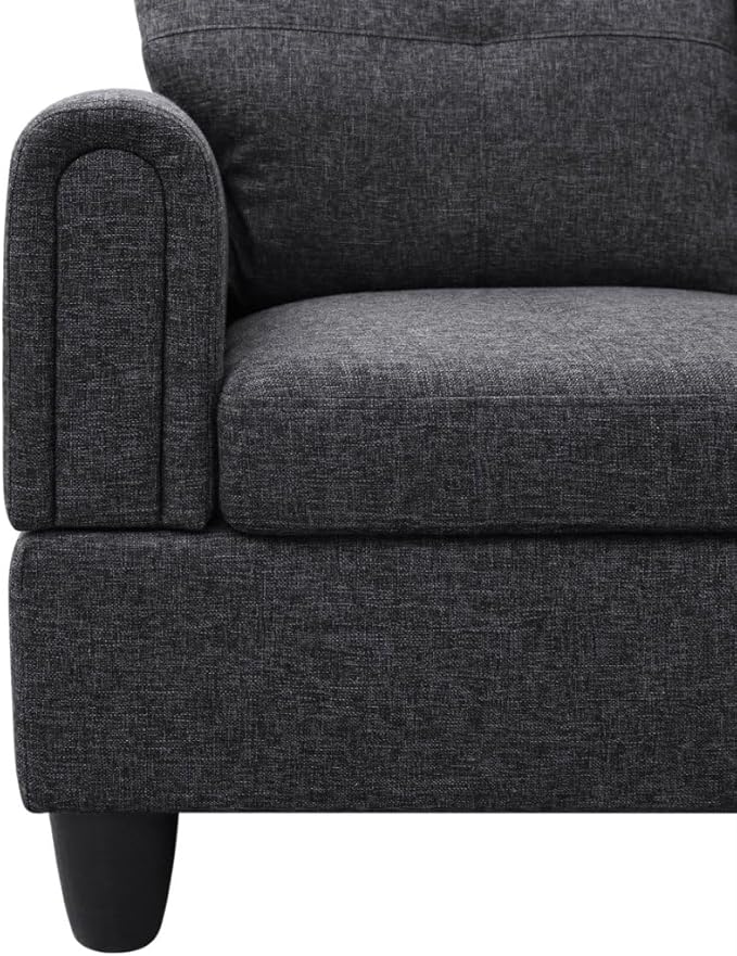 NicBex L Shaped Couch Sectional Couches for Living Room 2 Pieces Modern Sectional Sofa with Right Chaise Sectional Couch with Solid Frame for Living Room, Linen, Black Grey