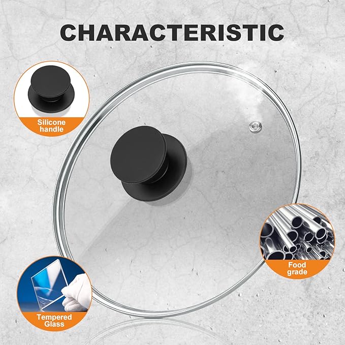 Wadaza Pan Lid 6.5 Inch - Tempered Glass Pot Lid - Oven Safe Replacement Glass Lid for Frying Pan Wok Pot Skillet