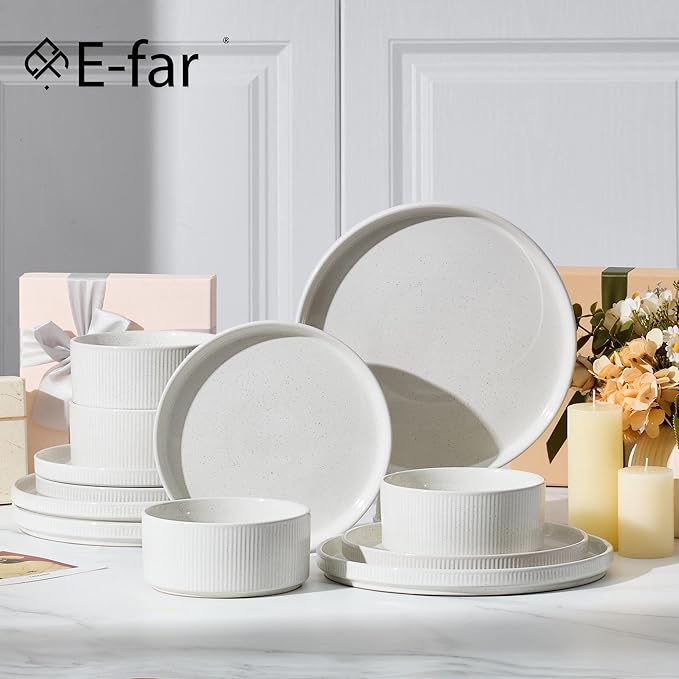 12-Piece Plates and Bowls Sets