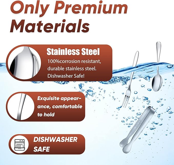 Cunhill 24 Pcs Charcuterie Accessories Mini Cocktail Tongs Small Serving Spoons and Appetizer Forks Stainless Steel Tongs Charcuterie Utensils for Valentine Party Supplies(Sharp Spoon,Silver)