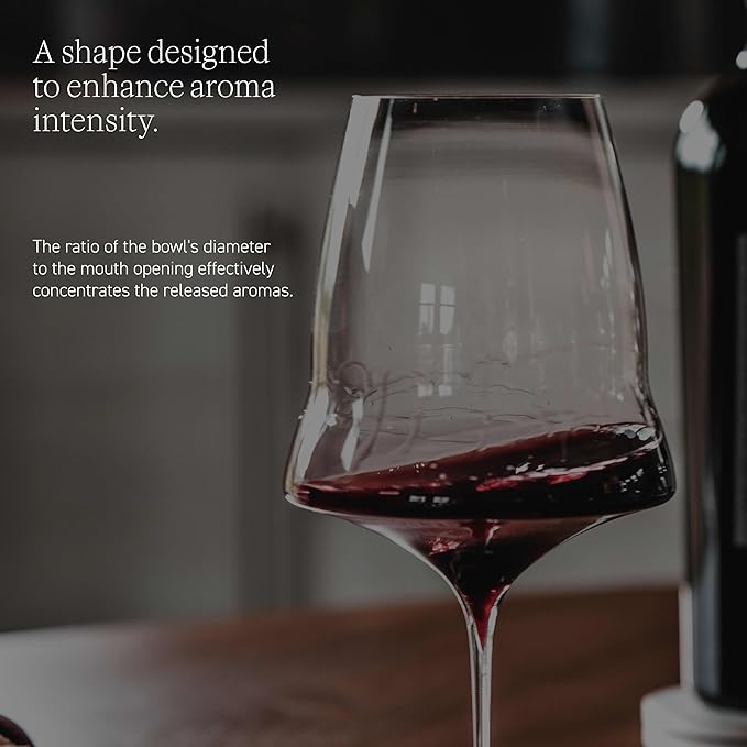 Josephinenhütte® JOSEPHINE N° 3 Red Wine Glasses [THE GLASS FOR CONNOISSEURS] – handcrafted & mouth-blown – set of 6 for full-bodied red wine – functional design for intense aroma