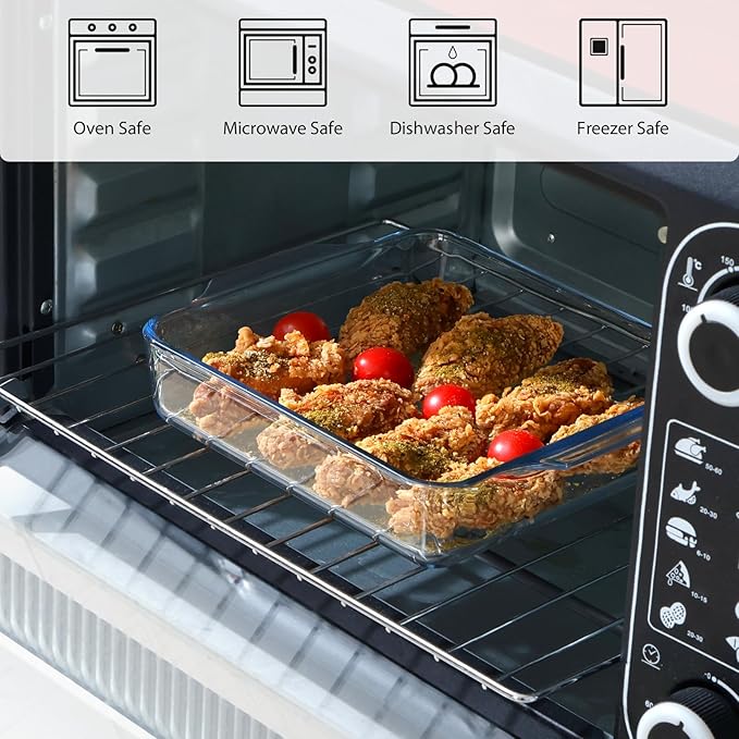 NUTRIUPS 7.5x7.5in Glass Baking Dish for Oven 2-pack, 42oz Square Cake Pans Glass Casserole Dishes for Oven