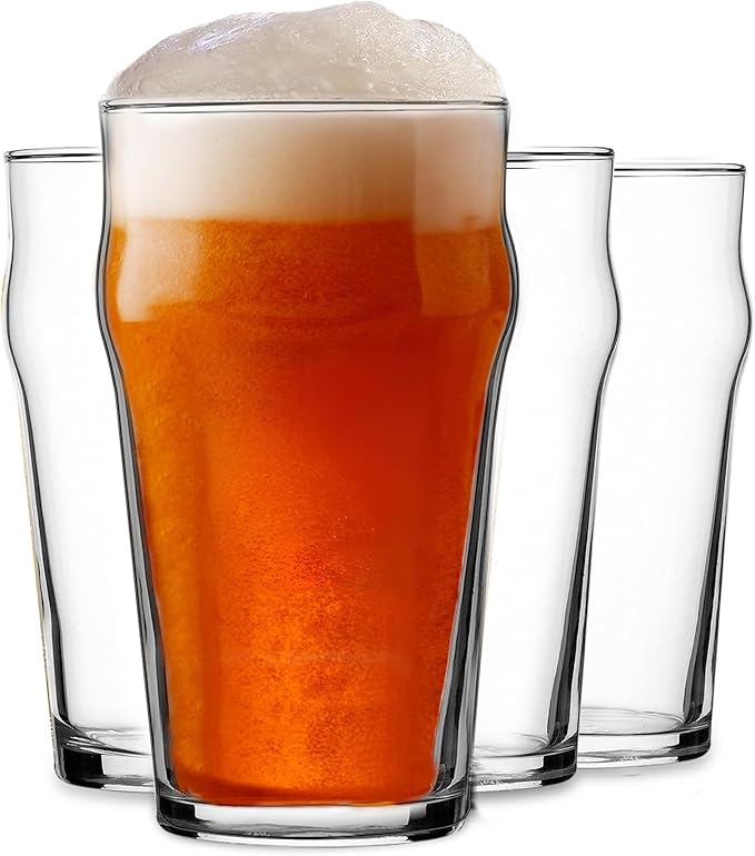 Beer Glasses Set of 4, 16 oz Pilsner Beer Pint Glasses, Classics Craft Wheat Beer Glasses Drinking Set, Beer Mug Glassware Gift (Set of 4-B)
