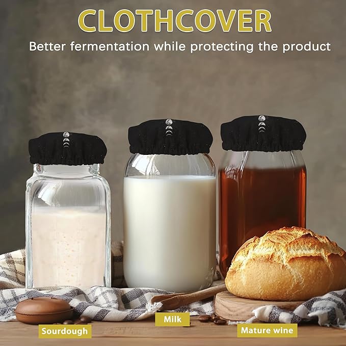 Moon Phases Cloth Covers for Sourdough Starter Jar,Reusable Lid Top Cover Bread Fermentation Baking Supplies for 3-4 Inch Jar Mouth