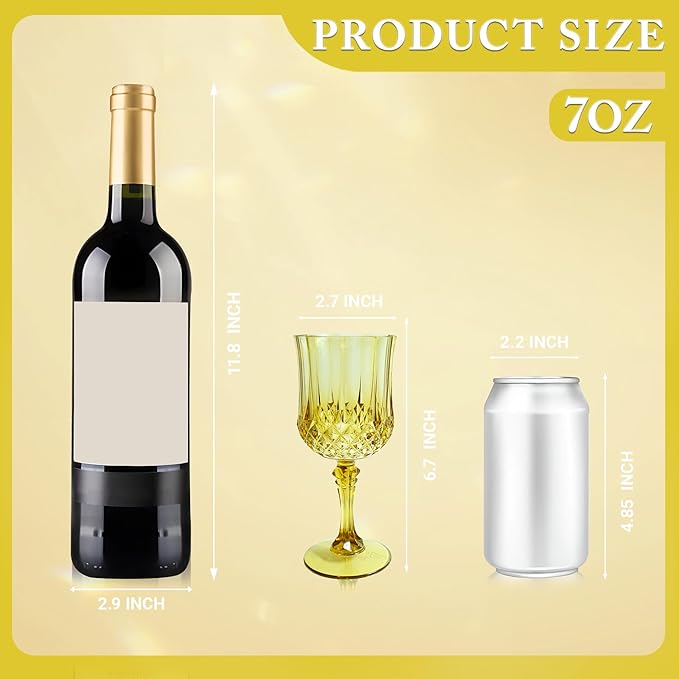 Plastic Wine Glasses，100PCS Gold Plastic Goblets Vintage Style Cordial Drinking Glasses for Wedding Reception, Grand Event Party Supplies (100, Gold)