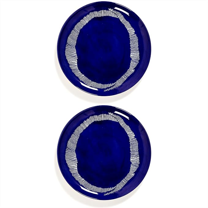 Blue White Dinner Plates | Feast tableware by Ottolenghi | Dishes Set for 2 | Stoneware Microwave Safe Plates | Dish Set | Farmhouse Kitchen and Dinnerware Sets | Luxury, Party