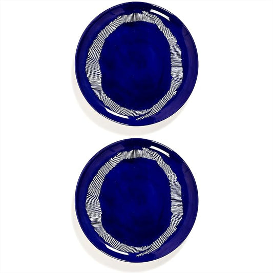 Blue White Dinner Plates | Feast tableware by Ottolenghi | Dishes Set for 2 | Stoneware Microwave Safe Plates | Dish Set | Farmhouse Kitchen and Dinnerware Sets | Luxury, Party