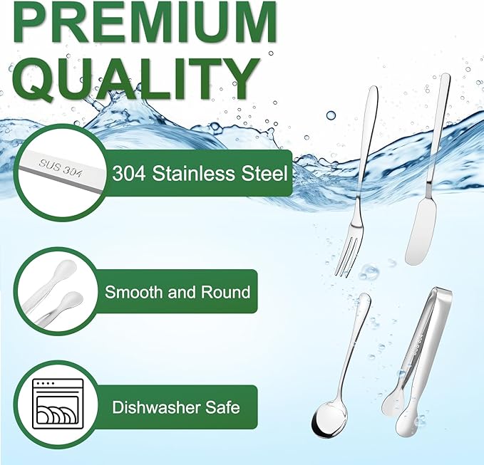 38 Pcs Charcuterie Boards Accessories, Silver Stainless Steel Charcuterie Utensils Set, Including Cheese Butter Spreader, Mini Serving Tongs, Knives, Spoons, Forks, Honey Dippers and Toothpick Flags